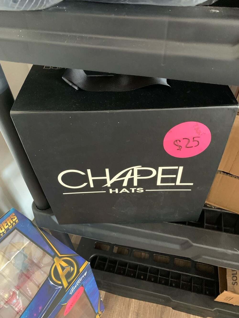 Chapel Hats Black Magnetic Closure Luxury Hat Box with Ribbon Handle